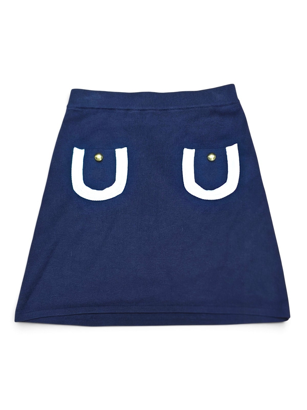 NWOT Free Assembly Tipped Pocket Sweater Mini Skirt Navy Cream S